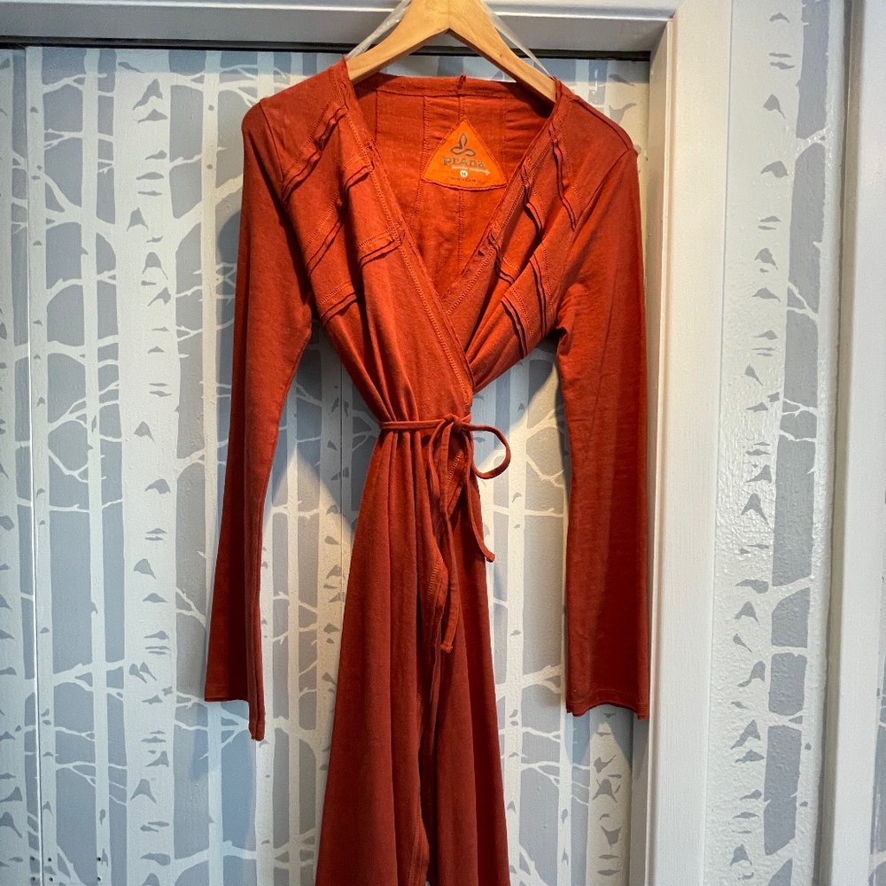 Prana Long Sleeve Dress in Rust Orange